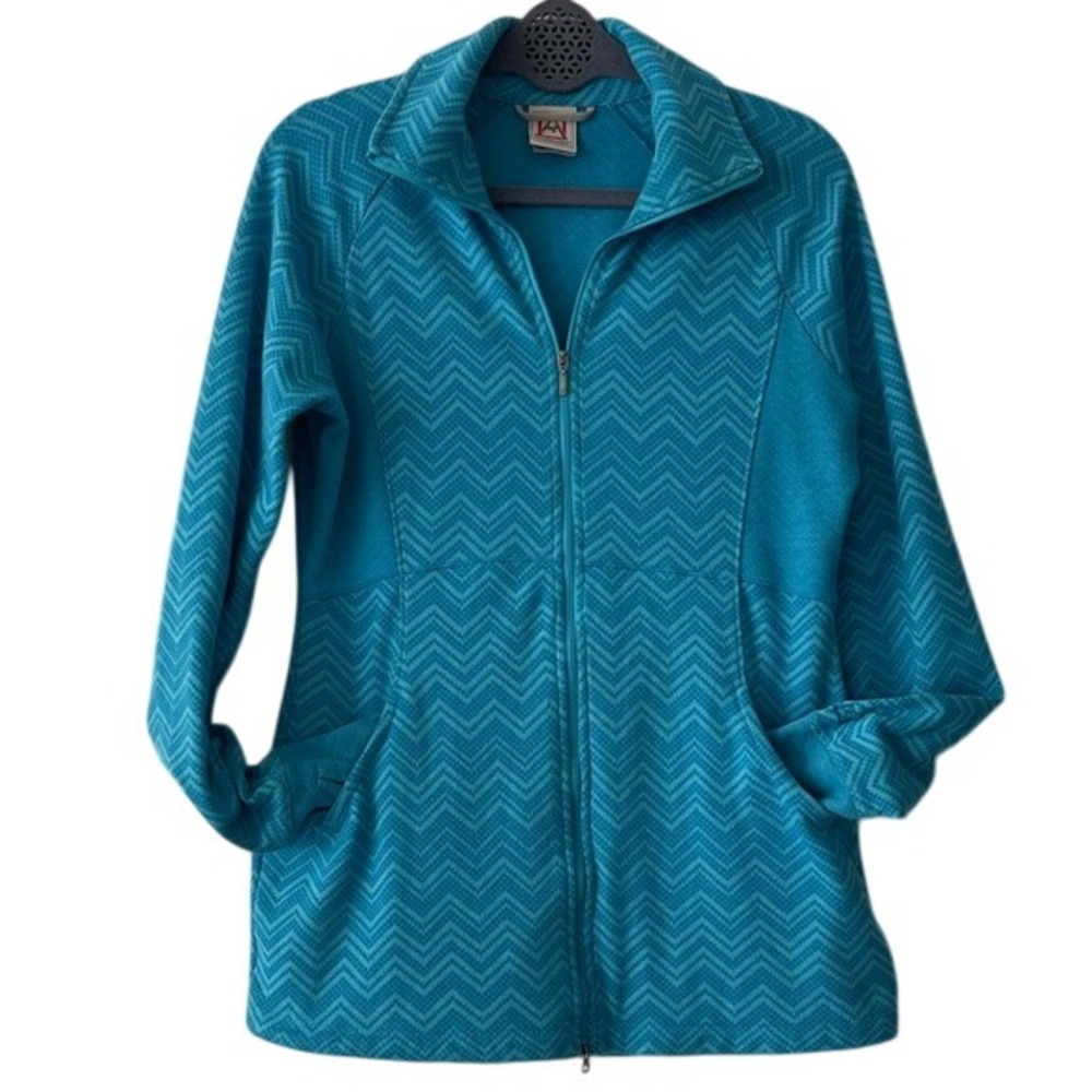 Avalanche Women's Teal Chevron Zip‎ Up Athletic Jacket Large